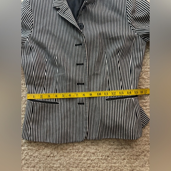 Chaps Jacket Sz 8 Womens Black and White Stripe Lined Blazer - Picture 13 of 15